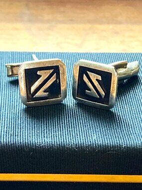 Signed Modernist Taxco sterling cufflinks